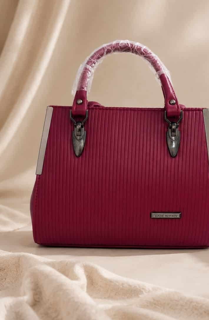 Maroon Ribbed Bag